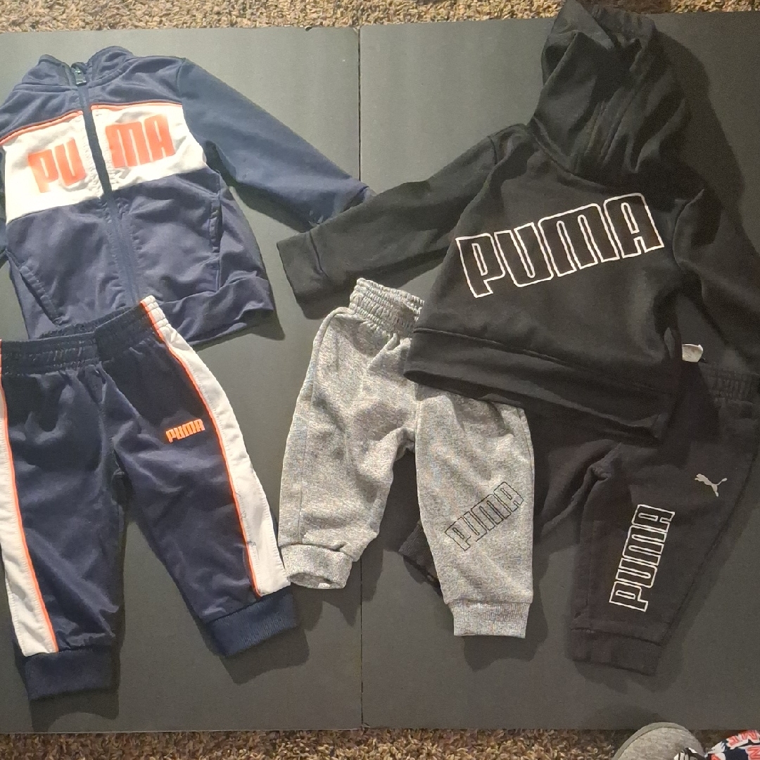 Puma Kids' Navy, Black, And Gray Jogger Set